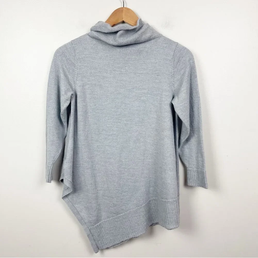 EILEEN FISHER MERINO WOOL ASYMMETRIC COWL NECK SOFT SWEATER SIZE PM